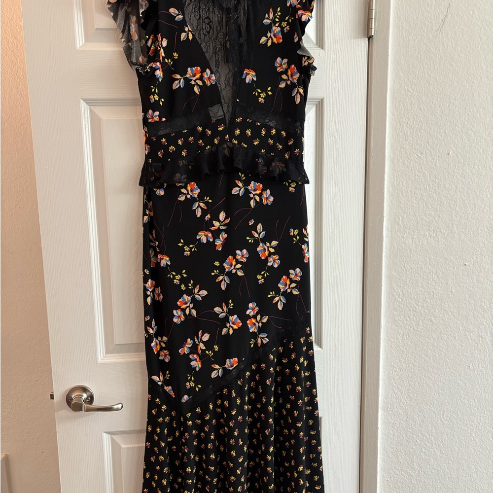 Topshop WOMEN Size 6US, 10UK Lace Mix Floral Spring Midi Dress - Picture 4 of 6